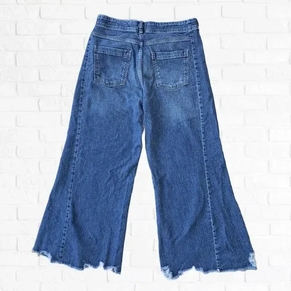 Anthropologie PILCRO The Adi High-Rise Flare Jean Wide Leg Size 30 Raw Hem - Picture 4 of 15